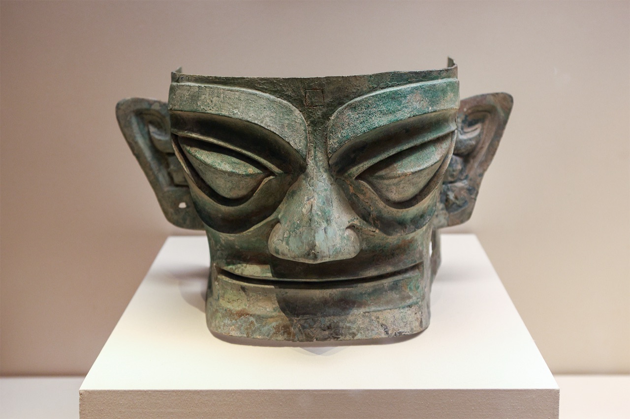 A bronze mask from Sanxingdui, in the National Museum of China